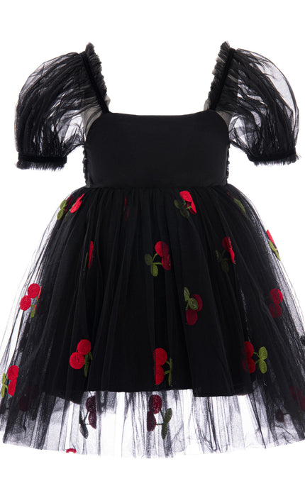 kids atelier mimi tutu Black Elysande Cherry Tulle Dress
