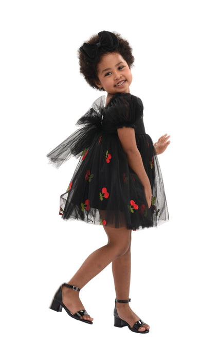 kids atelier mimi tutu Black Elysande Cherry Tulle Dress