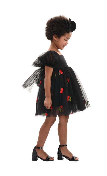 kids atelier mimi tutu Black Elysande Cherry Tulle Dress