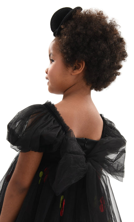 kids atelier mimi tutu Black Elysande Cherry Tulle Dress