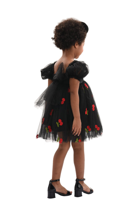 kids atelier mimi tutu Black Elysande Cherry Tulle Dress