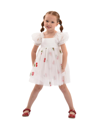 kids atelier mimi tutu White Elysande Cherry Tulle Dress