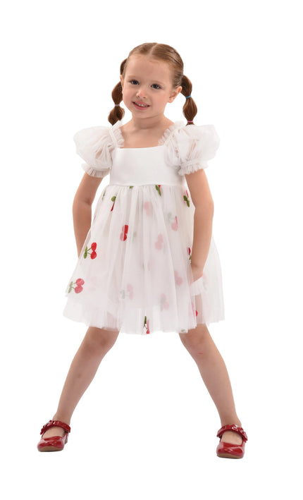 kids atelier mimi tutu White Elysande Cherry Tulle Dress