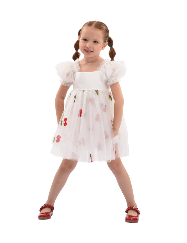 kids atelier mimi tutu White Elysande Cherry Tulle Dress