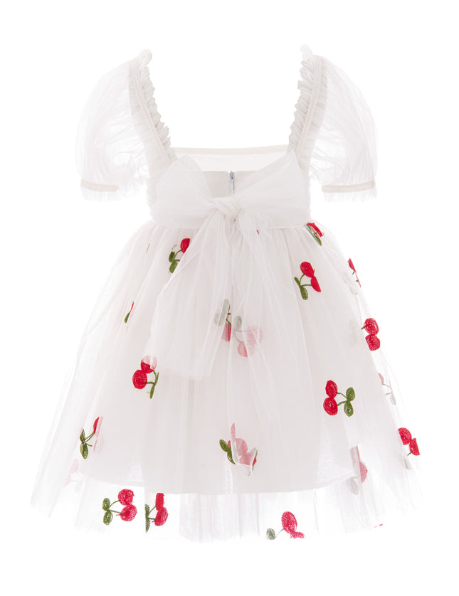 kids atelier mimi tutu White Elysande Cherry Tulle Dress
