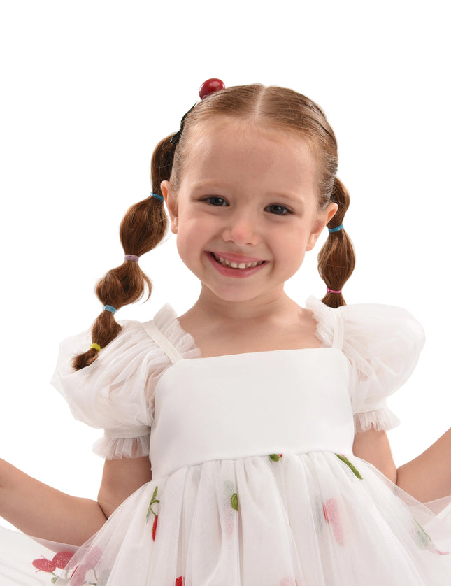 kids atelier mimi tutu White Elysande Cherry Tulle Dress
