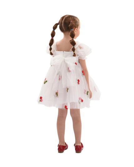 kids atelier mimi tutu White Elysande Cherry Tulle Dress