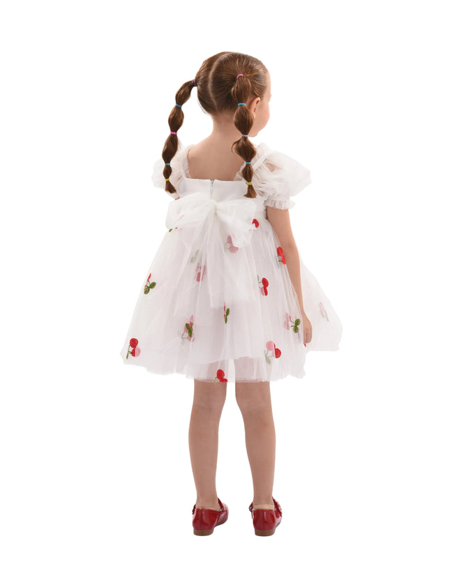 kids atelier mimi tutu White Elysande Cherry Tulle Dress