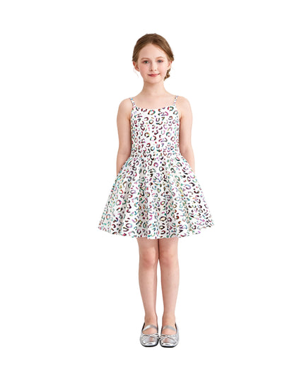 kids atelier mimi tutu White Arlisse Holographic Leopard Dress
