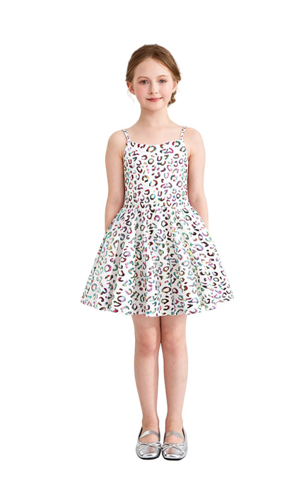 kids atelier mimi tutu White Arlisse Holographic Leopard Dress