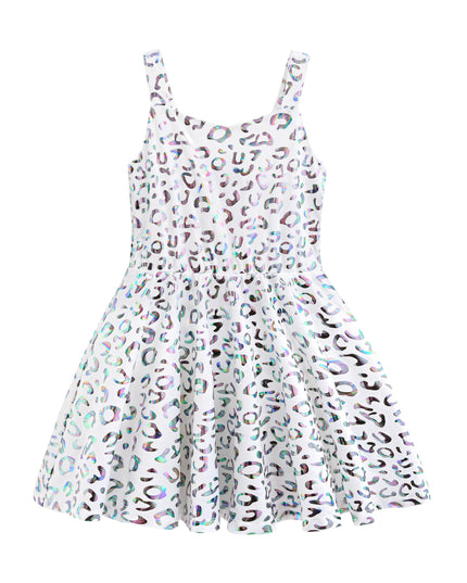 kids atelier mimi tutu White Arlisse Holographic Leopard Dress