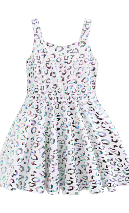 kids atelier mimi tutu White Arlisse Holographic Leopard Dress