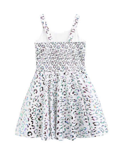 kids atelier mimi tutu White Arlisse Holographic Leopard Dress