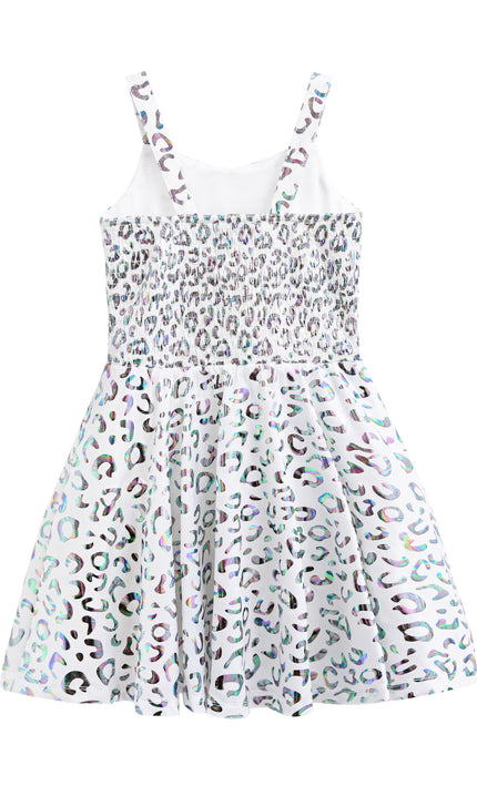 kids atelier mimi tutu White Arlisse Holographic Leopard Dress