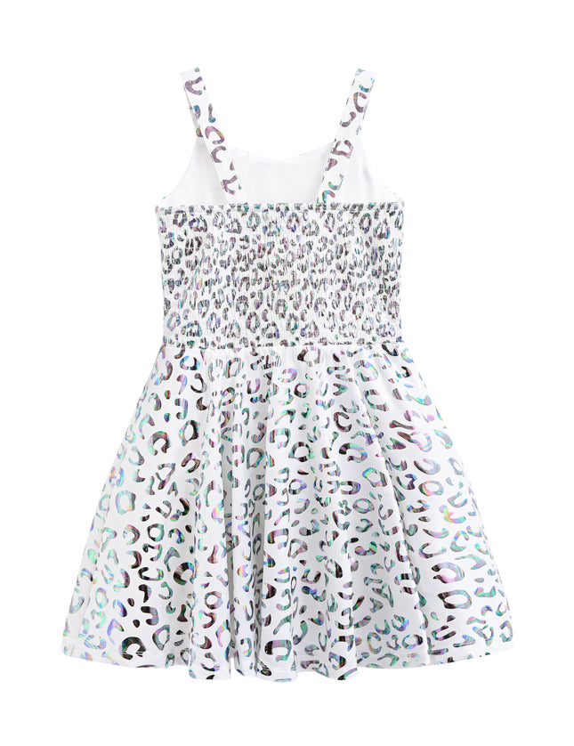 kids atelier mimi tutu White Arlisse Holographic Leopard Dress