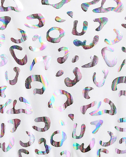 White Arlisse Holographic Leopard Dress