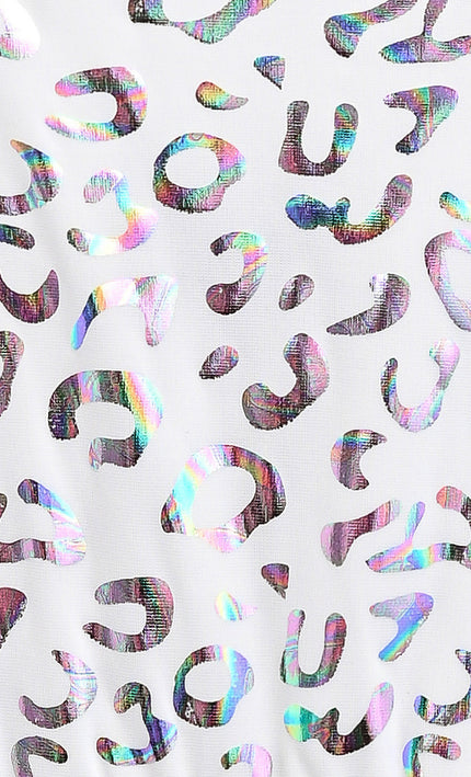 White Arlisse Holographic Leopard Dress