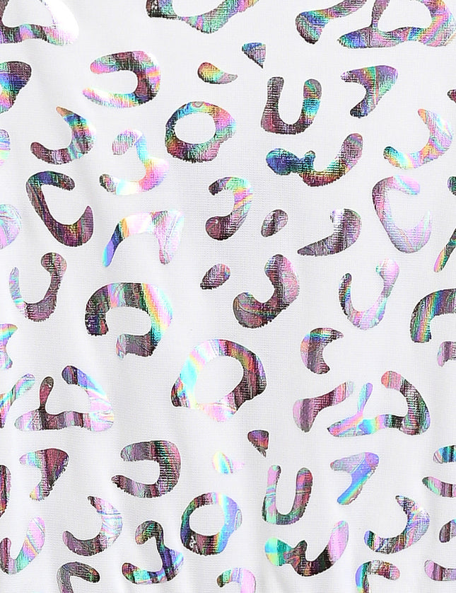 White Arlisse Holographic Leopard Dress