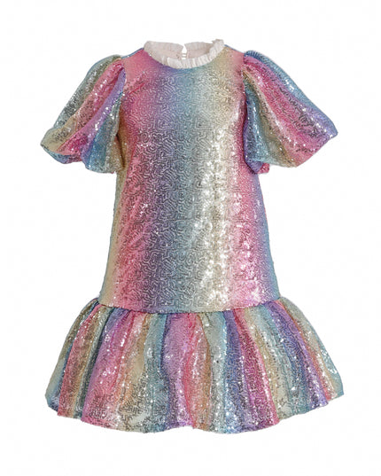 kids atelier mimi tutu Rainbow Aurenna Sequin Flared Dress