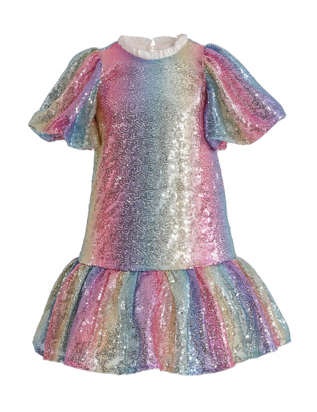 kids atelier mimi tutu Rainbow Aurenna Sequin Flared Dress