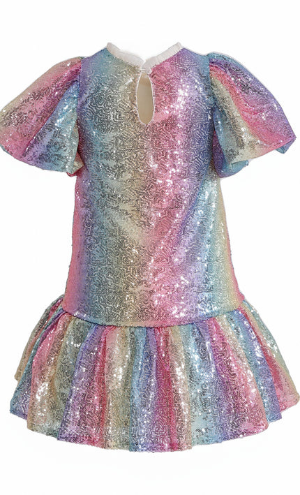 kids atelier mimi tutu Rainbow Aurenna Sequin Flared Dress