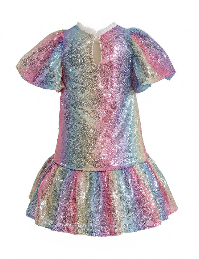 kids atelier mimi tutu Rainbow Aurenna Sequin Flared Dress