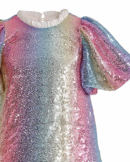kids atelier mimi tutu Rainbow Aurenna Sequin Flared Dress