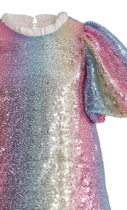kids atelier mimi tutu Rainbow Aurenna Sequin Flared Dress