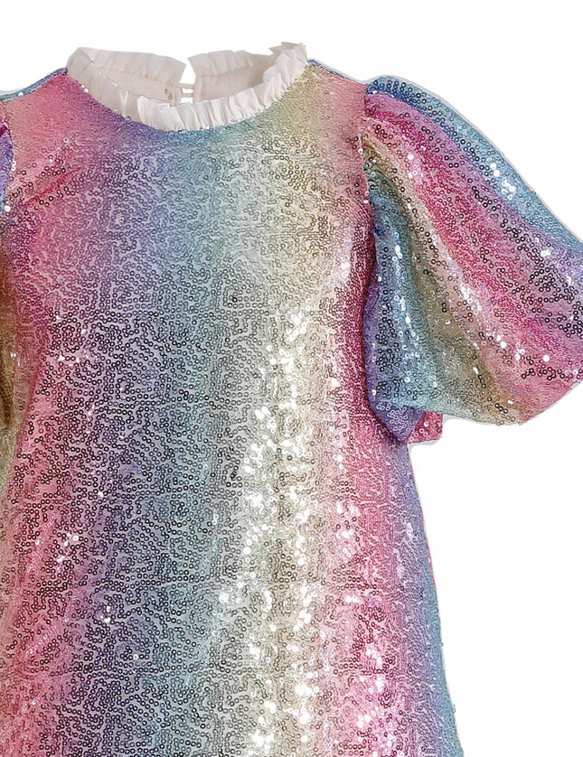 kids atelier mimi tutu Rainbow Aurenna Sequin Flared Dress
