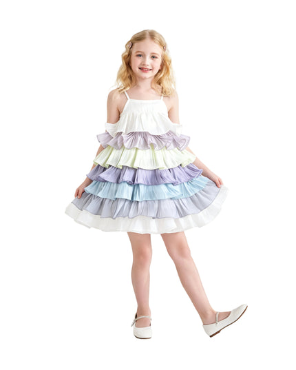 kids atelier mimi tutu White Talia Gradient Ruffle Dress