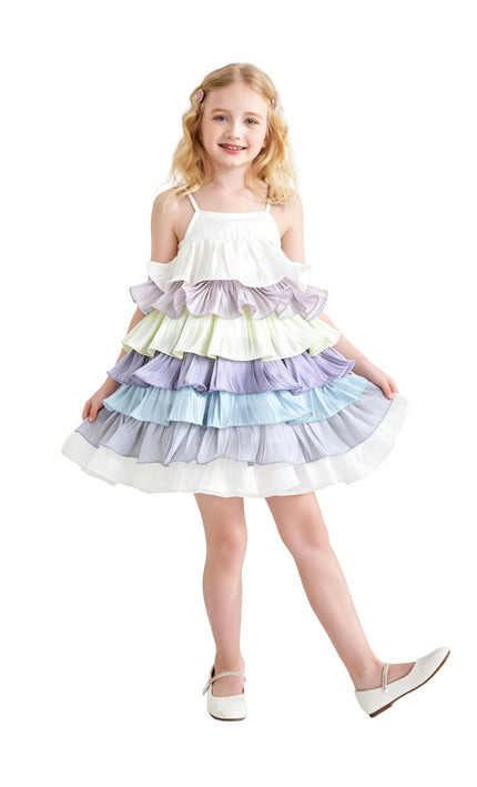 kids atelier mimi tutu White Talia Gradient Ruffle Dress