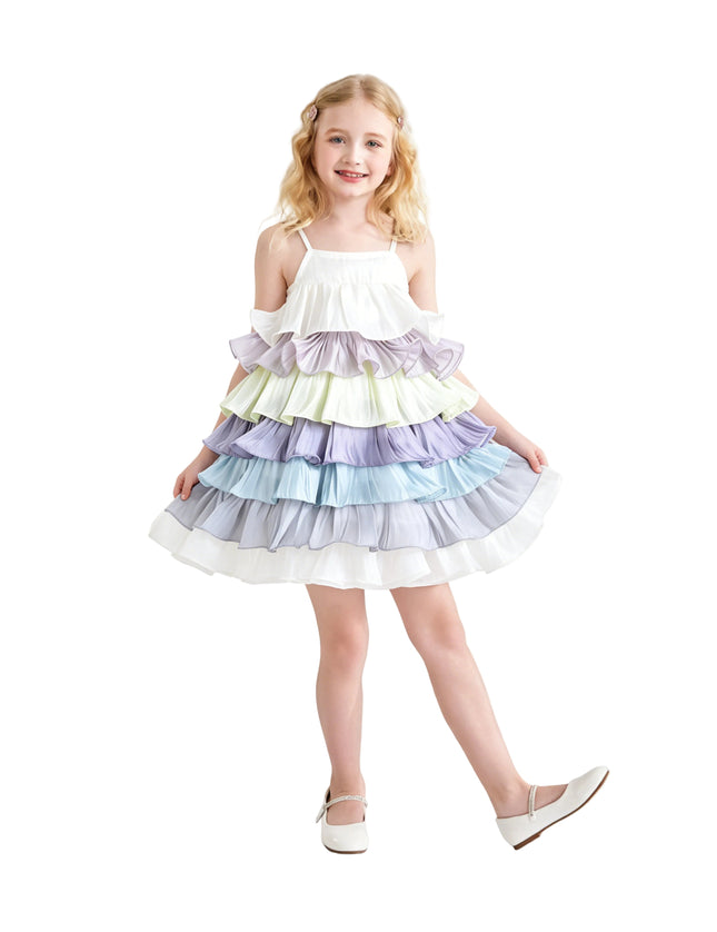 kids atelier mimi tutu White Talia Gradient Ruffle Dress