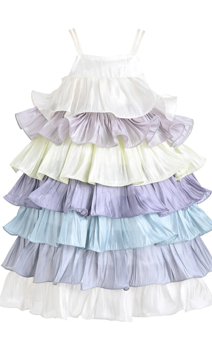 kids atelier mimi tutu White Talia Gradient Ruffle Dress