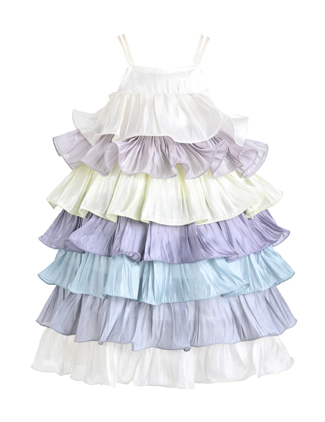 kids atelier mimi tutu White Talia Gradient Ruffle Dress