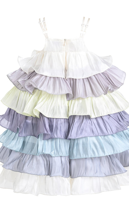 kids atelier mimi tutu White Talia Gradient Ruffle Dress