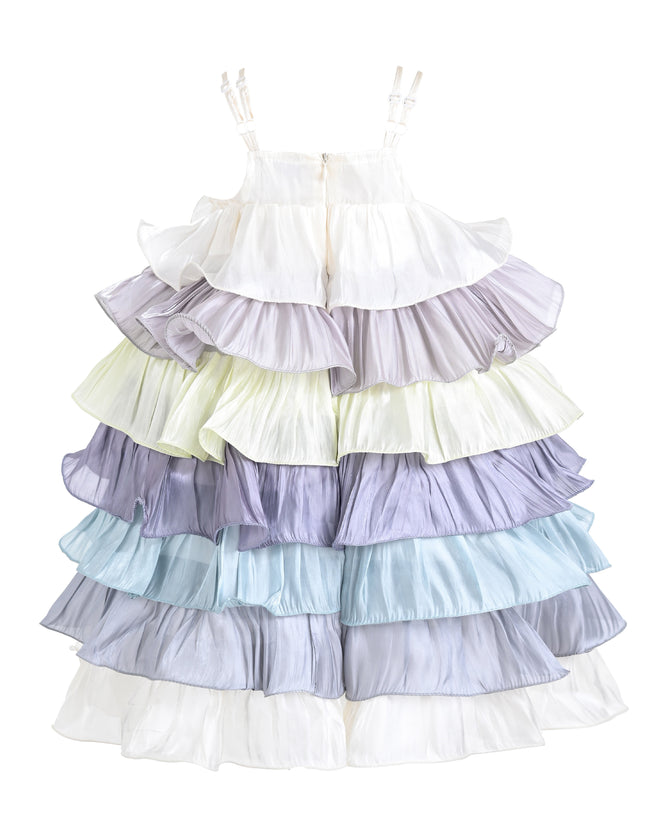 kids atelier mimi tutu White Talia Gradient Ruffle Dress