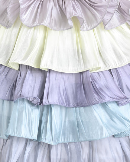 White Talia Gradient Ruffle Dress