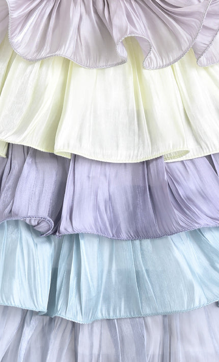 White Talia Gradient Ruffle Dress