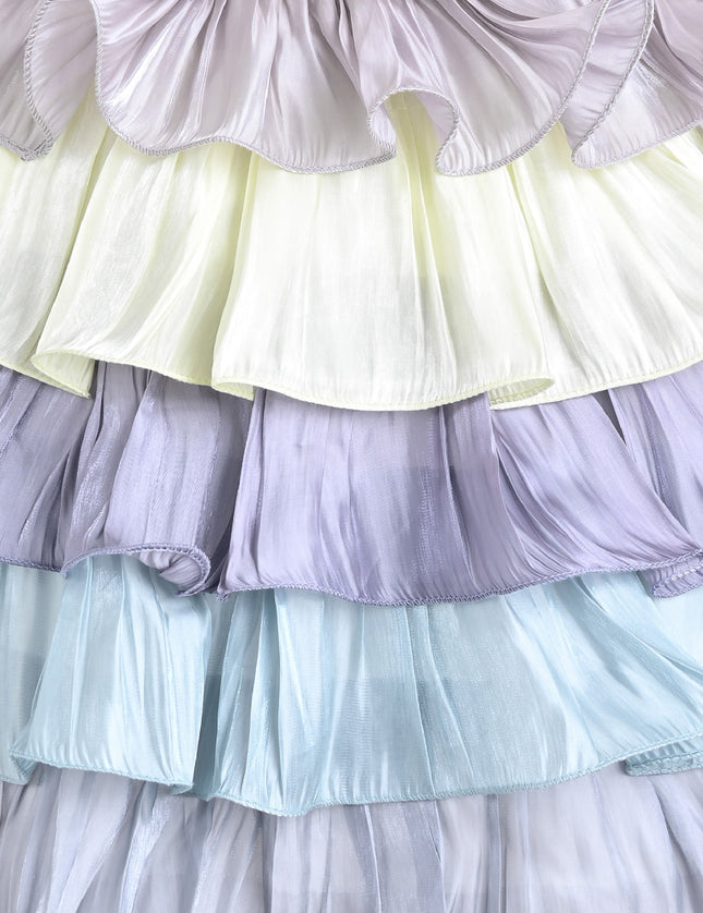 White Talia Gradient Ruffle Dress
