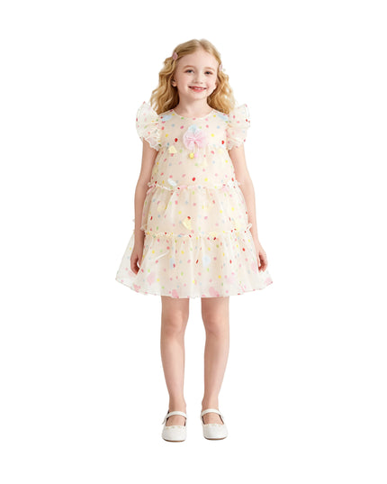 kids atelier mimi tutu White Thaliora Pastel Polka Dot Dress