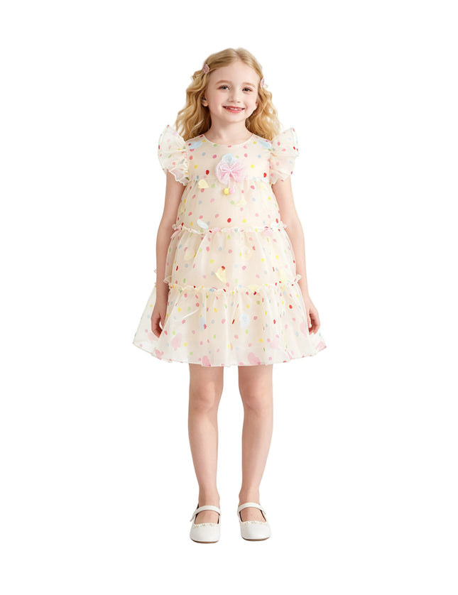 kids atelier mimi tutu White Thaliora Pastel Polka Dot Dress