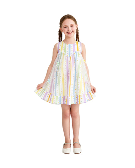 kids atelier mimi tutu White Caliora Striped Bow Tulle Dress