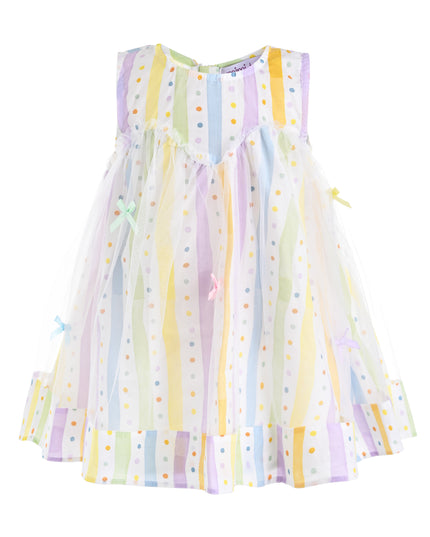 kids atelier mimi tutu White Caliora Striped Bow Tulle Dress