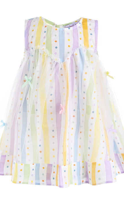 kids atelier mimi tutu White Caliora Striped Bow Tulle Dress