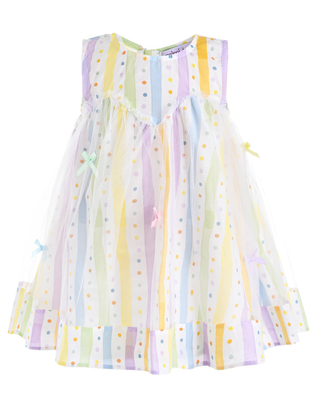 kids atelier mimi tutu White Caliora Striped Bow Tulle Dress