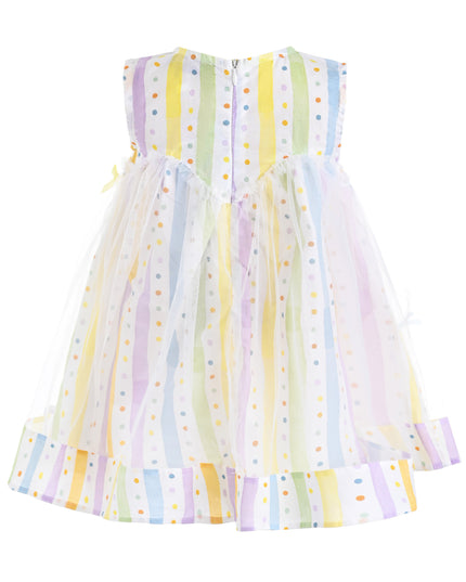 kids atelier mimi tutu White Caliora Striped Bow Tulle Dress