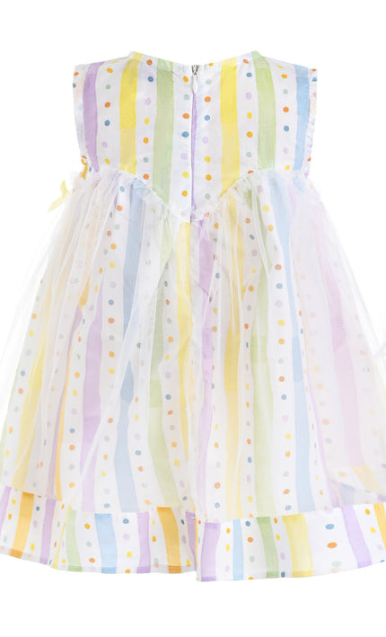 kids atelier mimi tutu White Caliora Striped Bow Tulle Dress