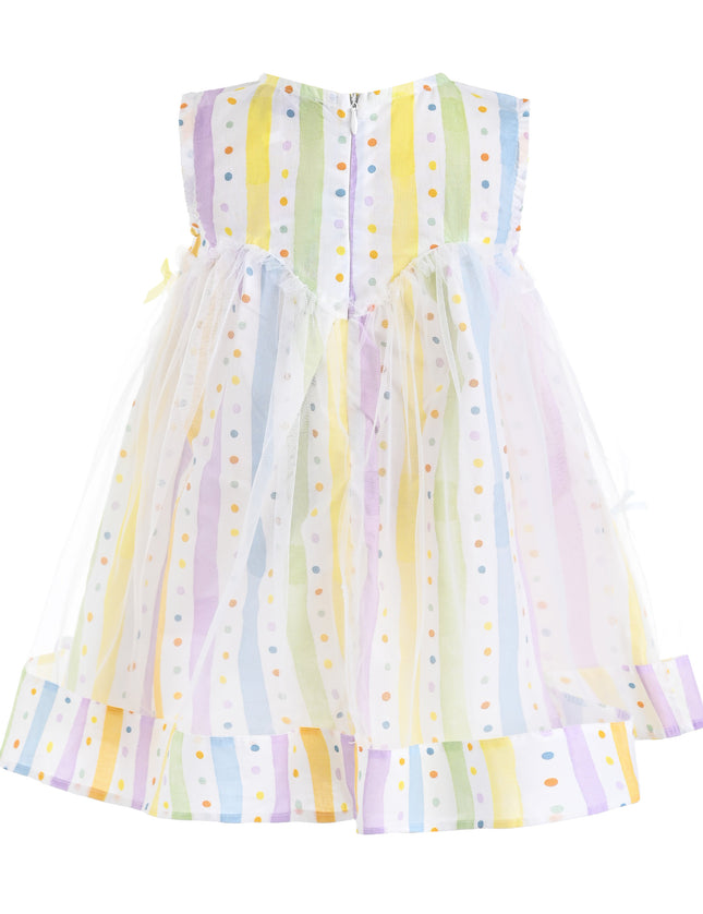 kids atelier mimi tutu White Caliora Striped Bow Tulle Dress
