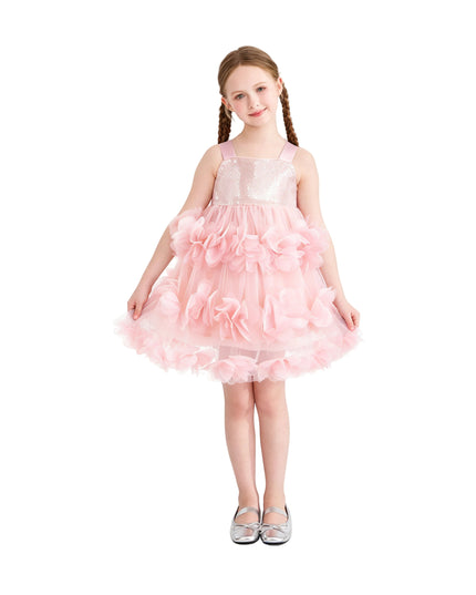 kids atelier mimi tutu Pink Veloria Sequin Tulle Flower Dress