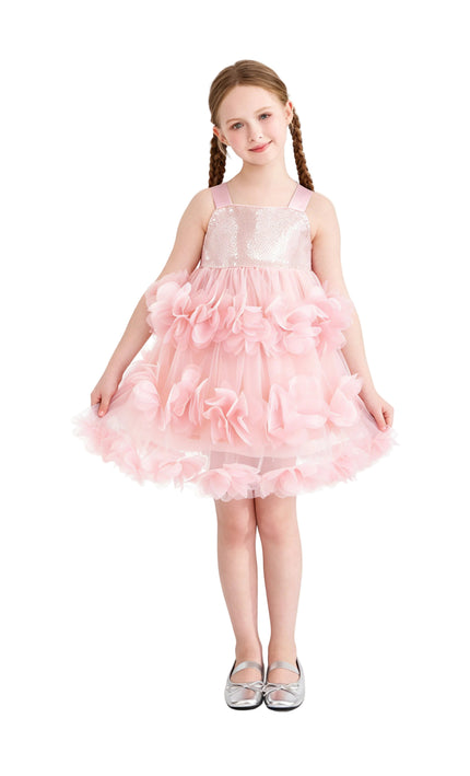 kids atelier mimi tutu Pink Veloria Sequin Tulle Flower Dress